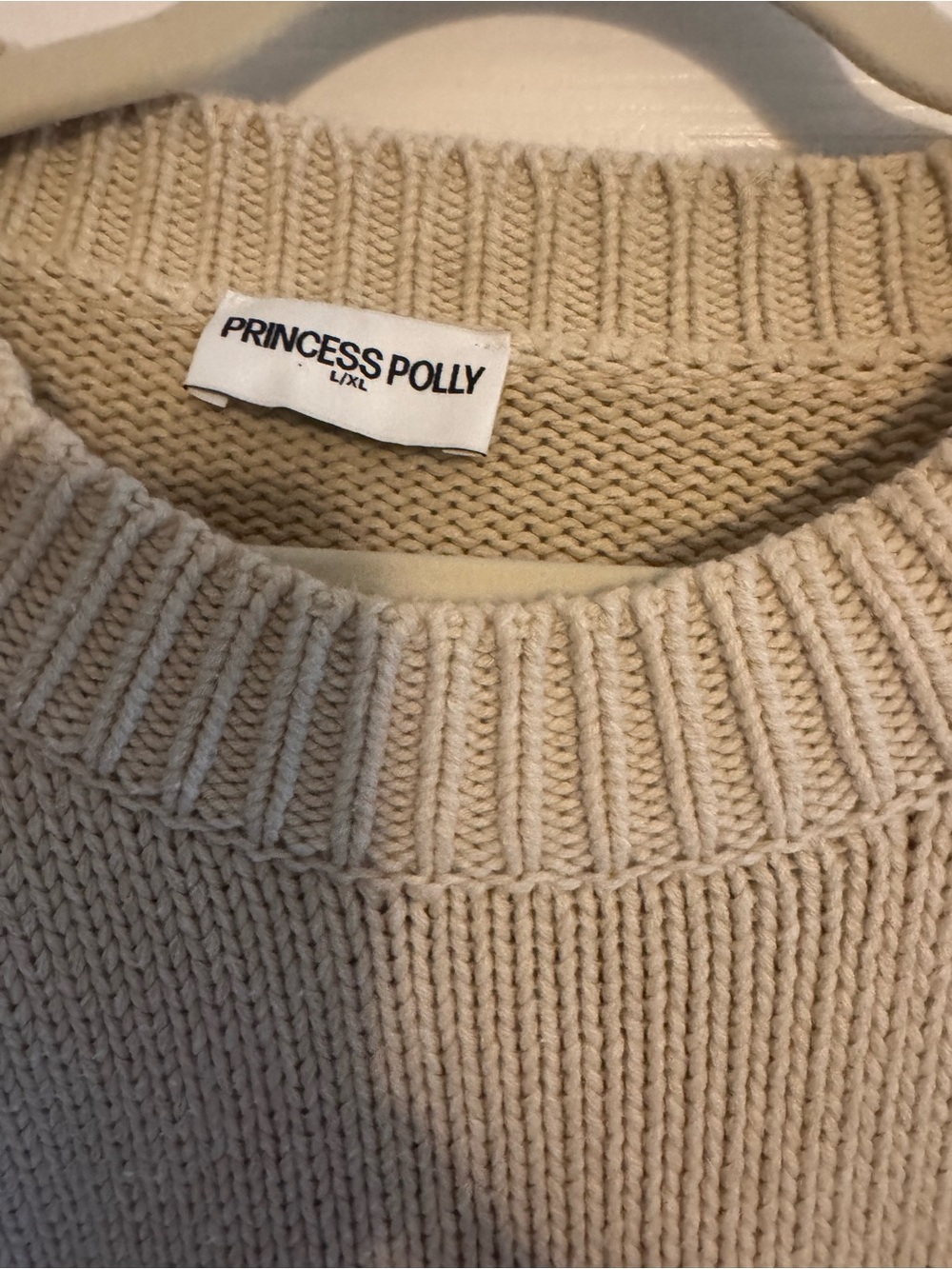 Princess Polly Beige Ribbed Crew Neck Sweater